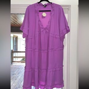 Orchid Purple V-neck Ruffle/tiered Dress💜